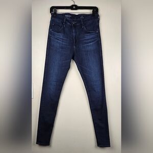AG Adriano Goldschmied Farra High Rise Dark Blue Skinny Jeans Size 28R